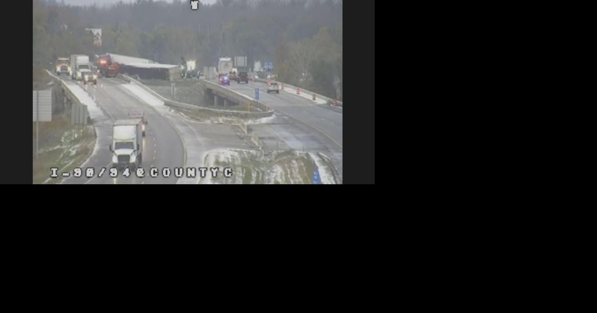Overturned semi blocks traffic on I-90/94 in Camp Douglas | News ...
