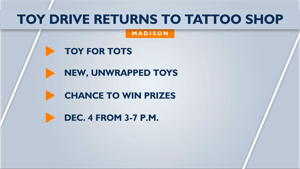 Toys for Tots Drive Returning to Madison Tattoo Shop