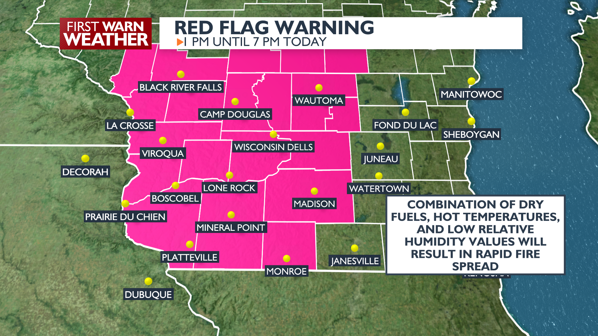 Red Flag Warnings Issued For 22 Wisconsin Counties Amid Extreme Fire ...