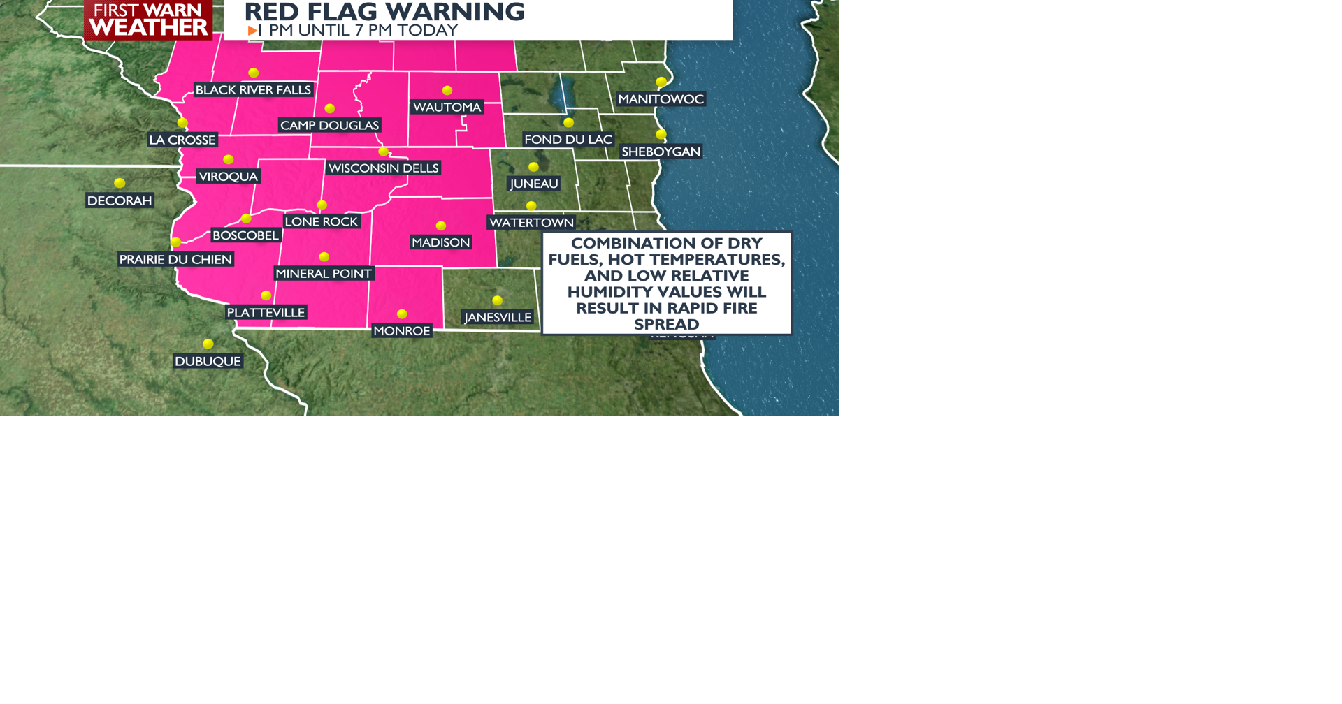 Red Flag Warnings issued for 22 Wisconsin counties amid extreme fire ...