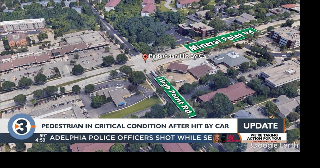 Pedestrian in critical condition after crash at Mineral Point, High