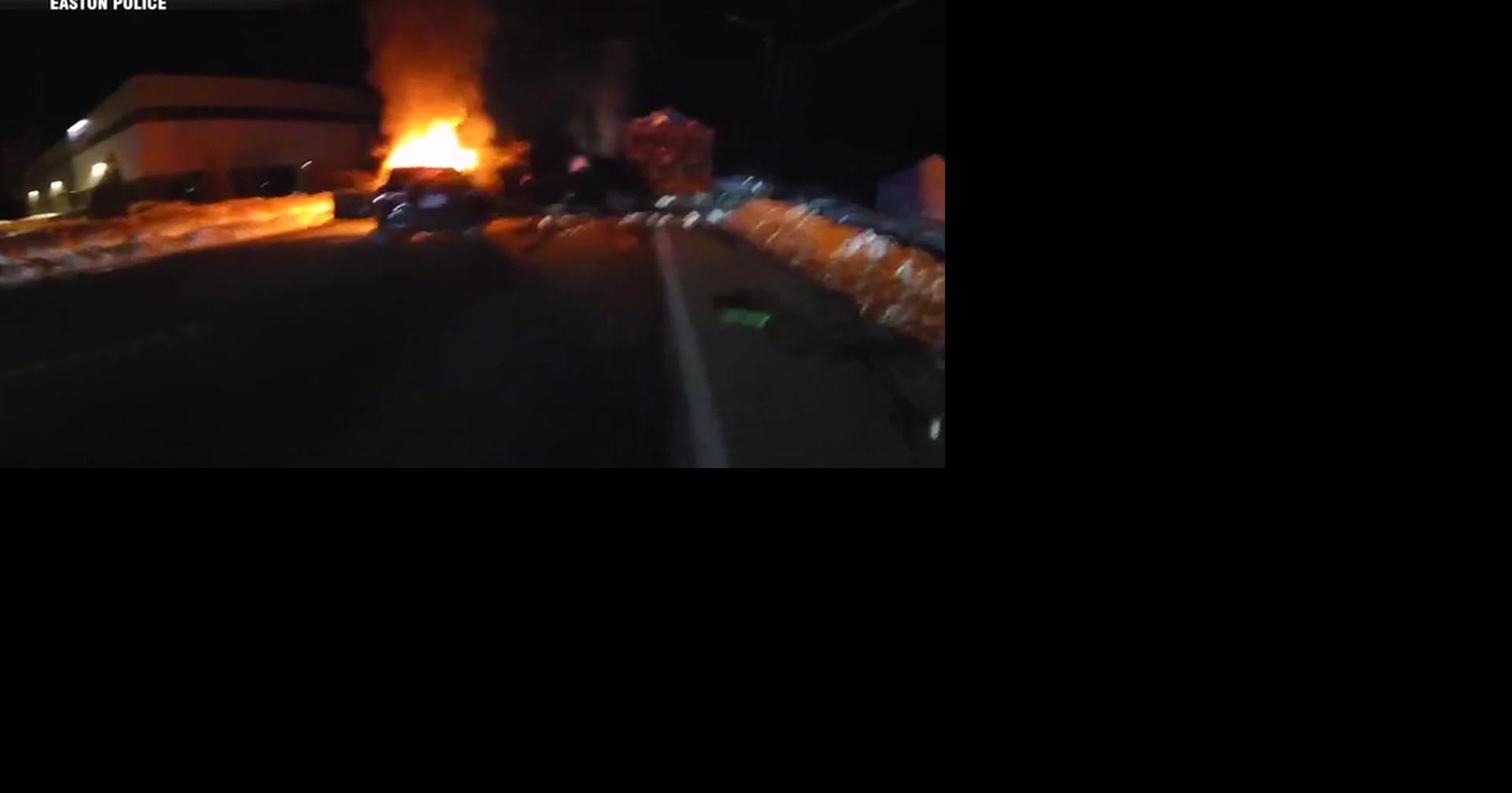 Body camera video shows Massachusetts police officer save 78-year-old man from burning truck