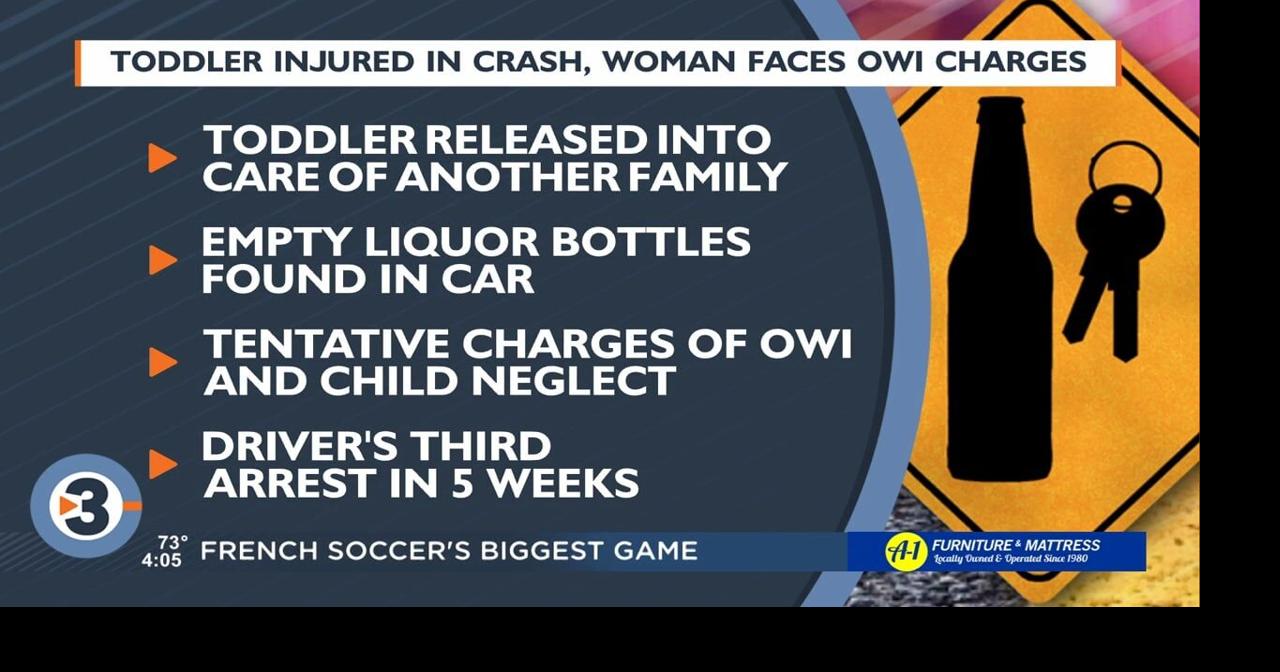 Toddler suffers minor injuries in minor crash; woman faces child ...