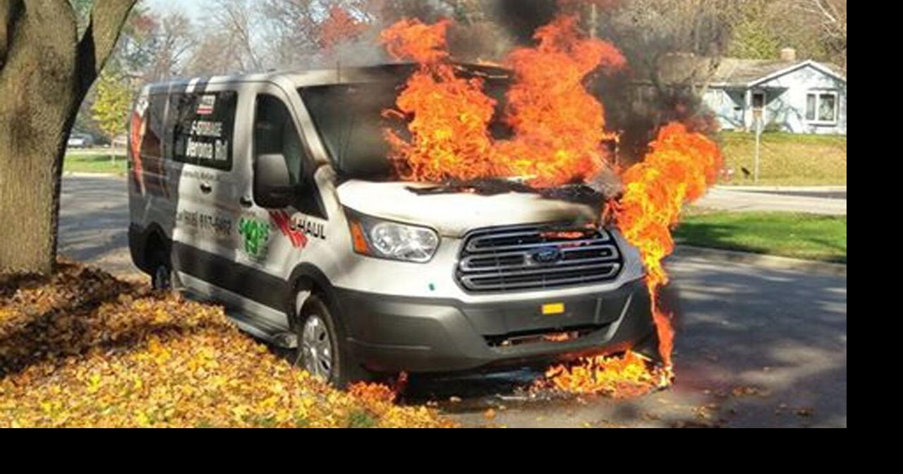 Rental van erupts in flames after warning on dashboard | Local News ...