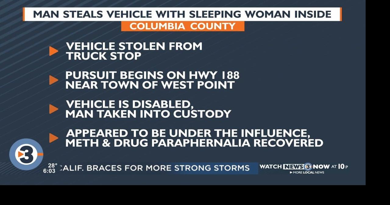 Man steals vehicle with woman sleeping inside, leads law enforcement on ...