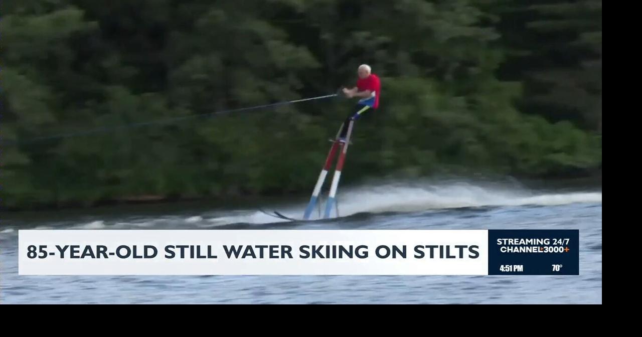 85-year-old still water skiing on stilts