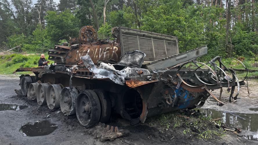 Russian tank outside Kyiv