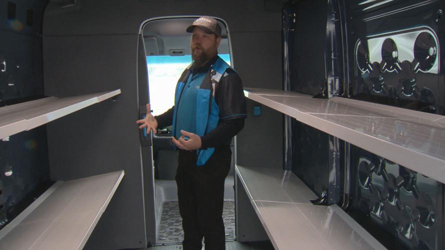 Amazon electric delivery vehicle interior package area