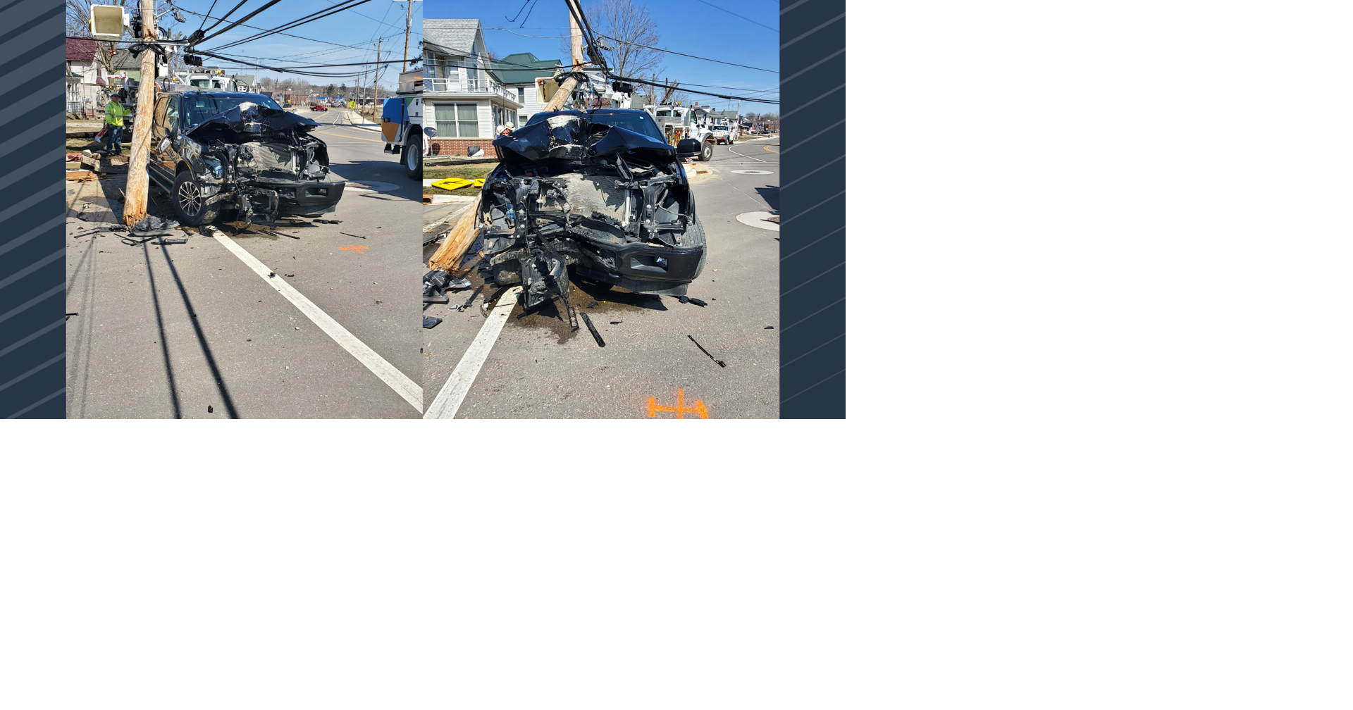 Vehicle totaled after crash with utility pole, driver suffers minor