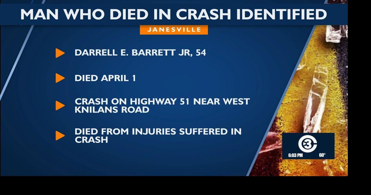 Medical examiner's office identifies Janesville man who died in crash