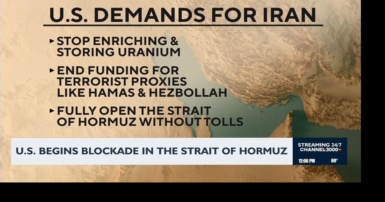 U.S. begins blockade in the Strait of Hormuz | Video | channel3000.com