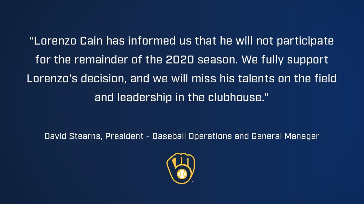 Lorenzo Cain opts out of remainder of 2020 MLB season