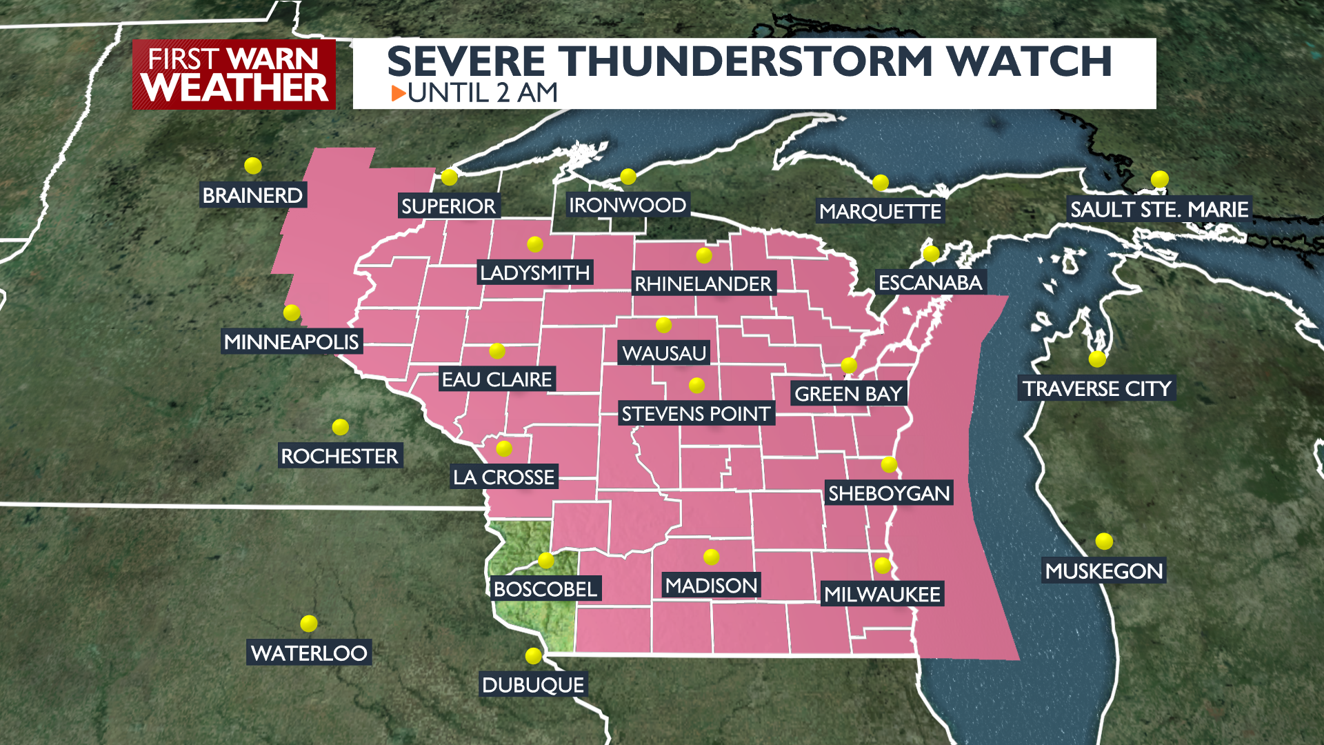 Severe Thunderstorm Watch issued for southern Wisconsin until 2 a.m ...