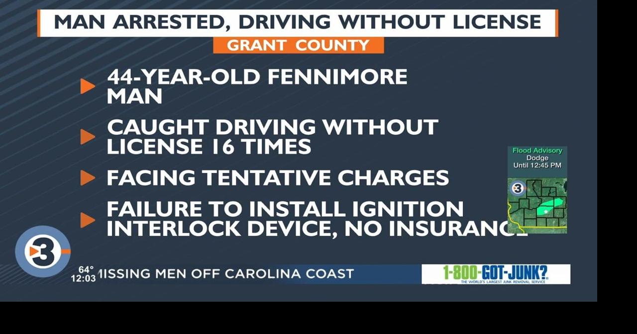 Fennimore man arrested for operating without license for 16th time