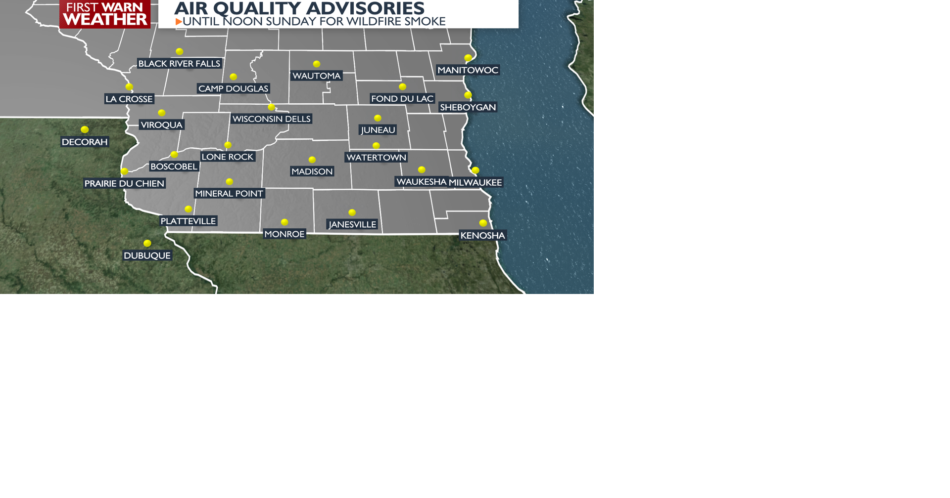 Storms move out, smoke plume moves in!
