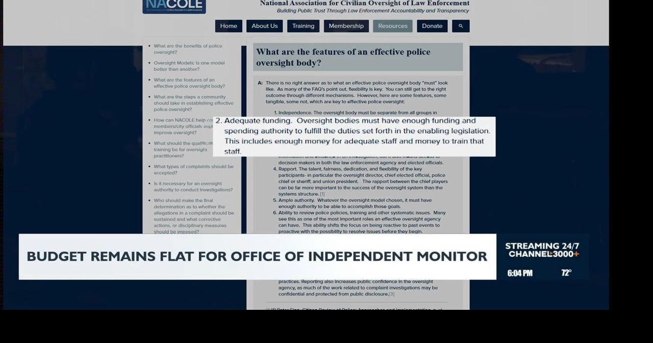 Office of Independent Police Monitor sees no change from 2026 in 2027 ...