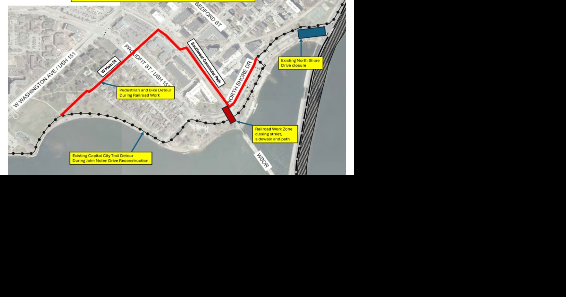 Portion of North Shore Drive in Madison closing for railroad crossing ...