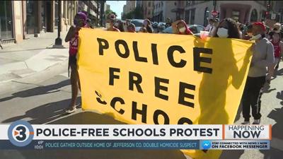 Activists raise ‘Police Free School’ flags, push for MMSD board vote to end contract for school resource officers