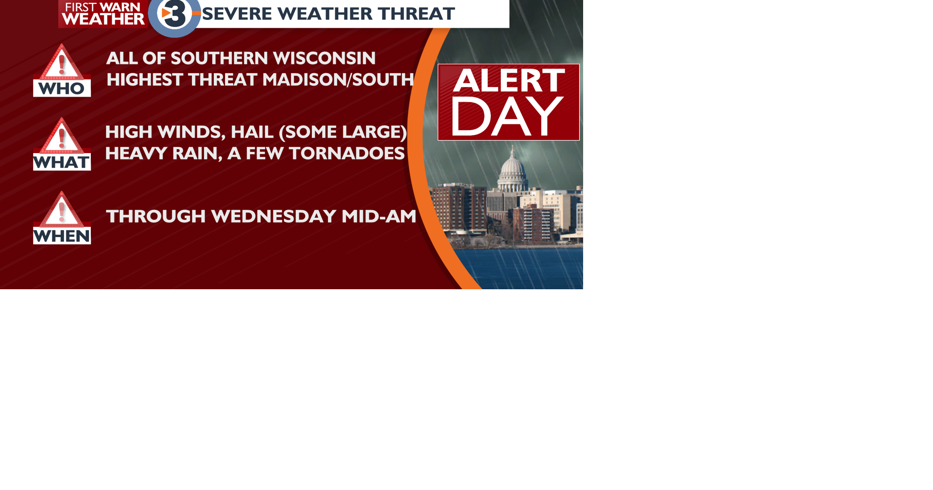 ALERT DAYS: Overnight for severe thunderstorms, Wednesday for strong winds - Gary - Channel3000.com - WISC-TV3