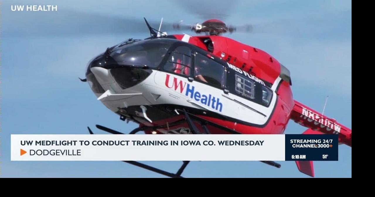 UW MedFlight conducting training flights in Iowa County | Video ...
