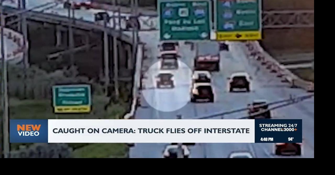Pickup truck flies off I- 43 near Milwaukee, man survives fall