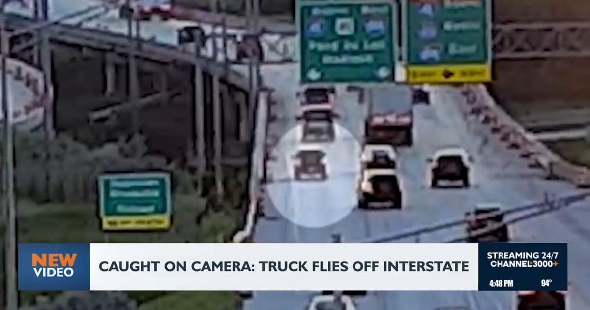 Pickup truck flies off I- 43 near Milwaukee, man survives fall