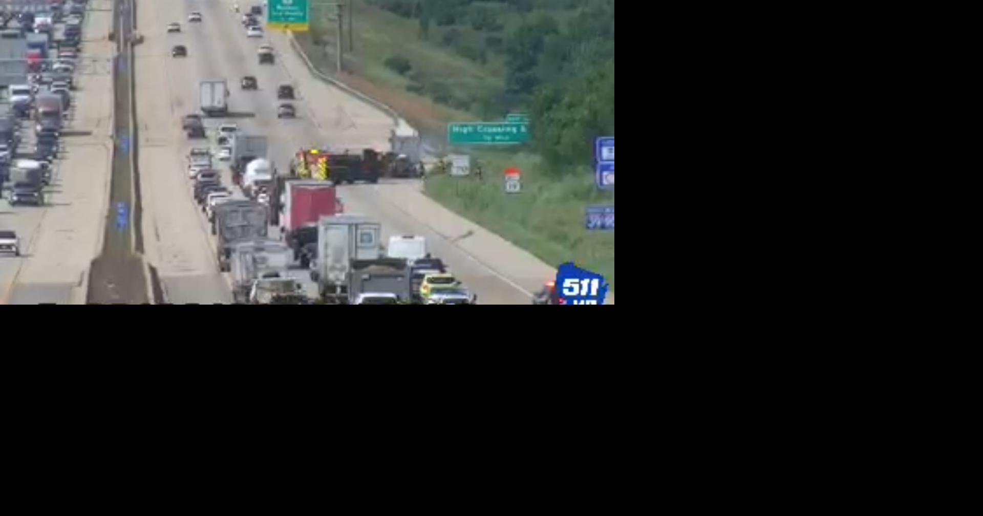 Two right lanes on I-39/90/94 at Lien Road closed due to semi fire