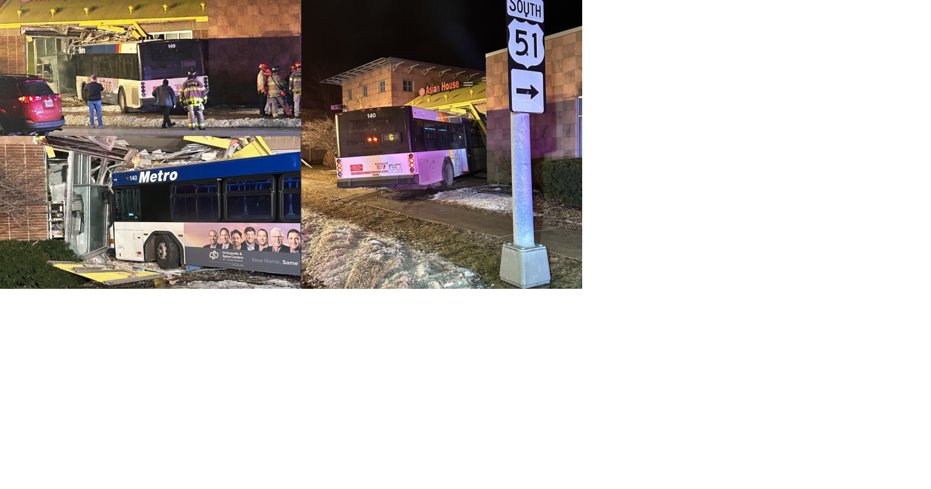 Madison Metro bus collides into Asian House, passenger allegedly pushes ...