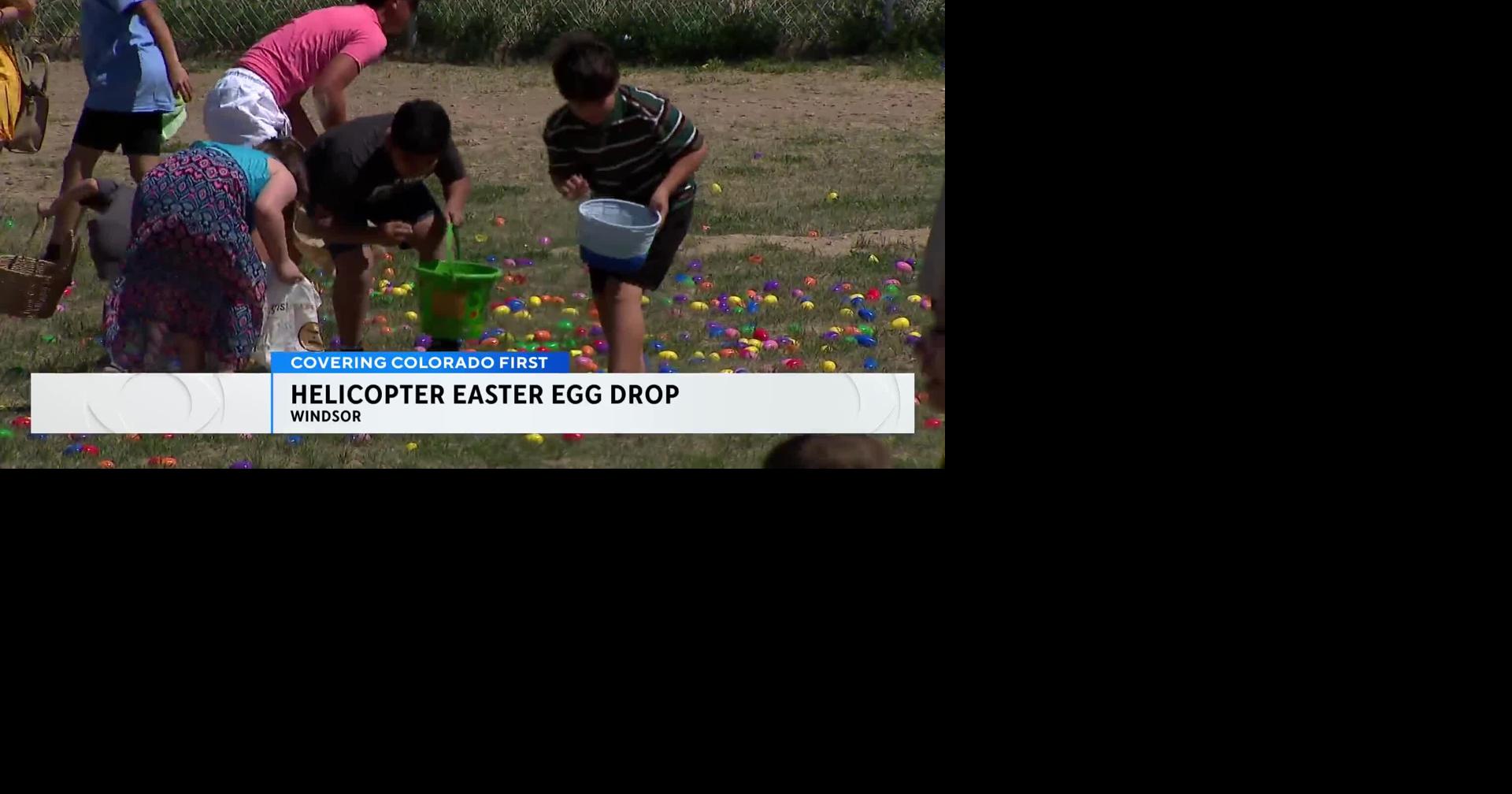 Helicopter drops thousands of Easter eggs for egg hunt at Colorado church