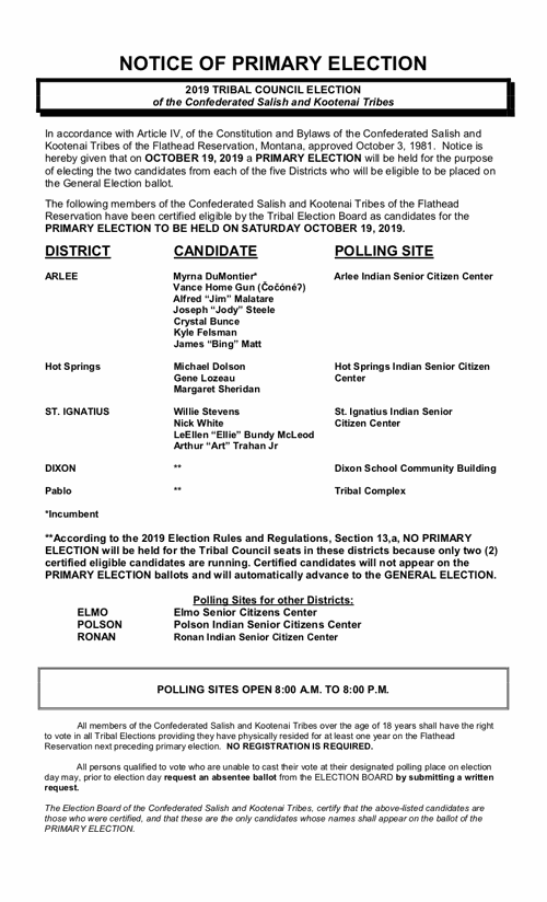 Notice of Primary Election