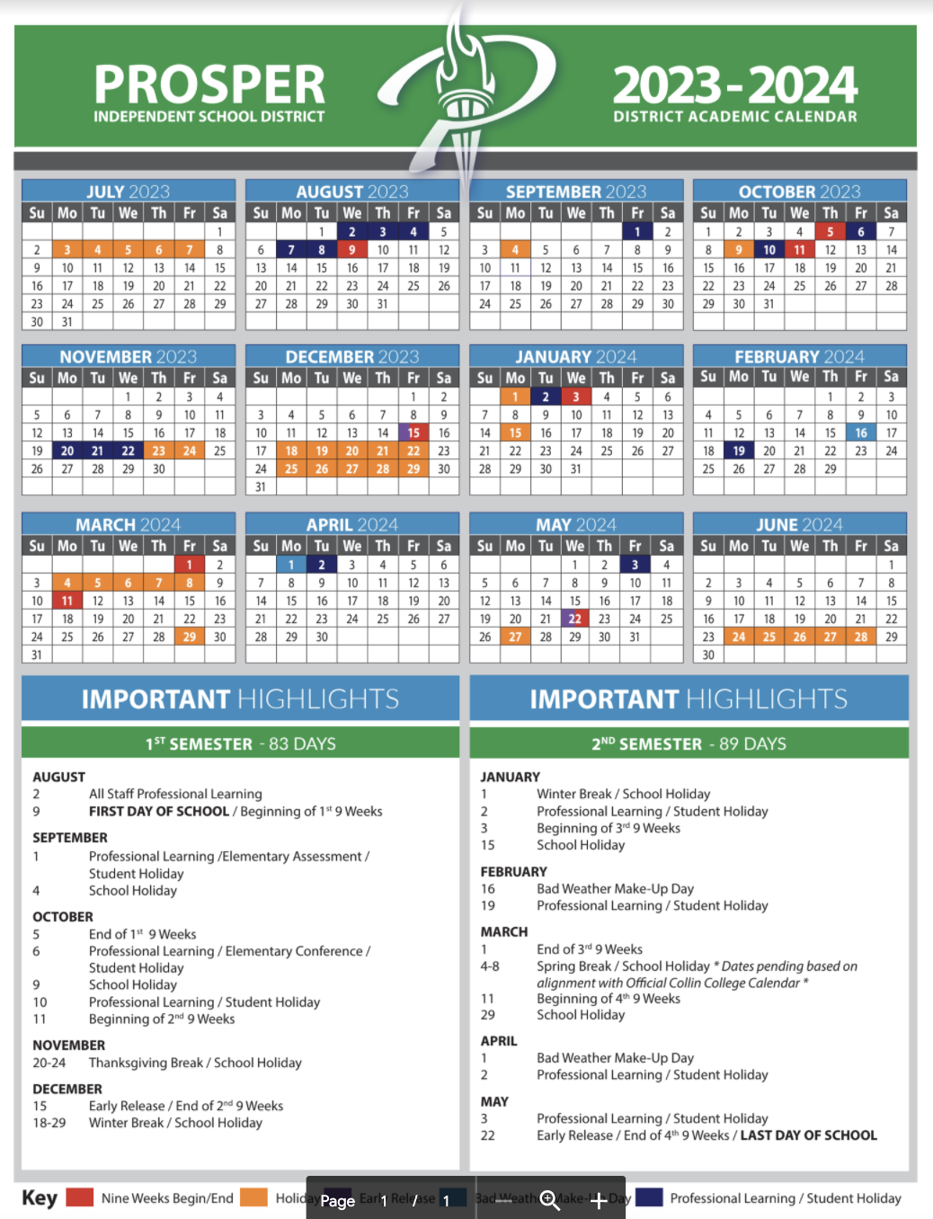 Mckinney Isd Calendar 2022 23 Here Are Prosper Isd's School Calendars For The 2022-2023 And The 2023-2024  School Years | Cities | Checkoutdfw.com