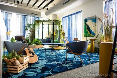 Sunon Chicago Showroom--The space is filled with natural light, incorporating greenery and sustainable materials—fully reflecting Sunon’s commitment to well-being and sustainability.