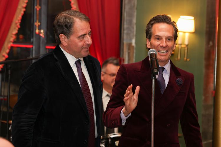 Neal delivers a heartfelt speech with partner Marko Iglendza looking on. (Jeremy Lawson photo)