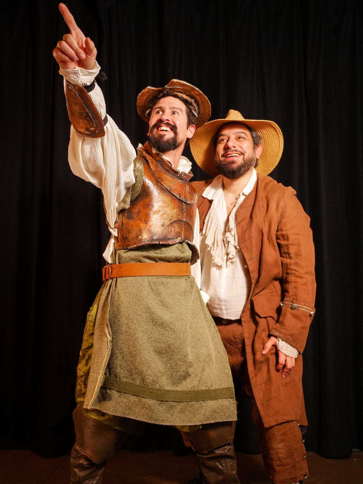 Lookingglass Theatre Company presents world premiere of "Circus Quixote" starring Michel Rodríguez Cintra as Don Quixote (L) and Eduardo Martinez as Sancho. (Photo by Canelle Vanderford)