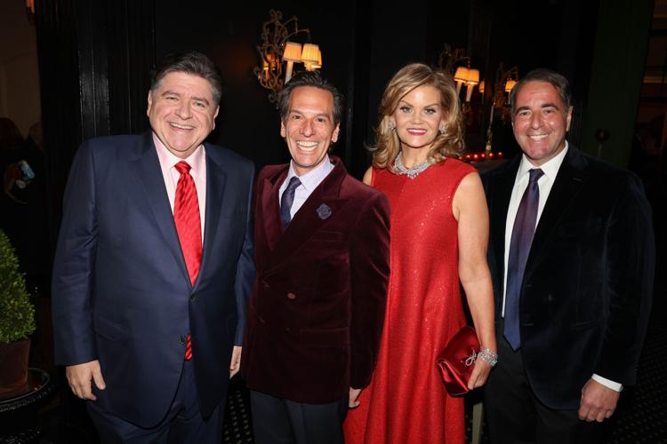 Celebrating Neal Zucker's 60th- Governor and MK Pritzker, Neal and partner Marko Iglendza. (Jeremy Lawson photo)