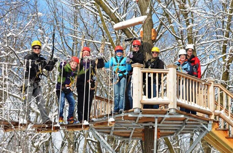 Ziplining on a Lake Geneva Canopy Tour.
