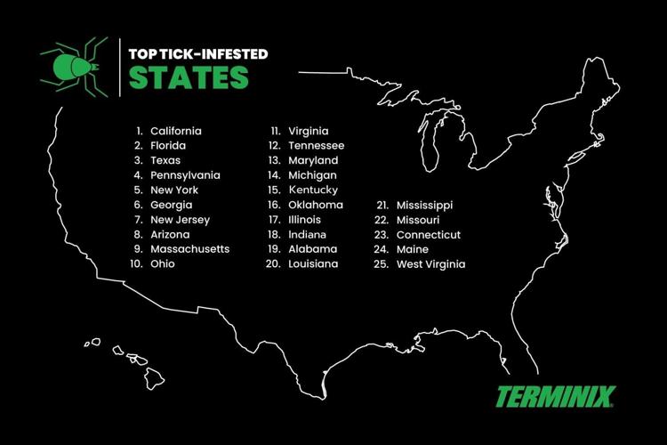 Terminix Identifies 25 High-Risk States for Increased Tick Activity
