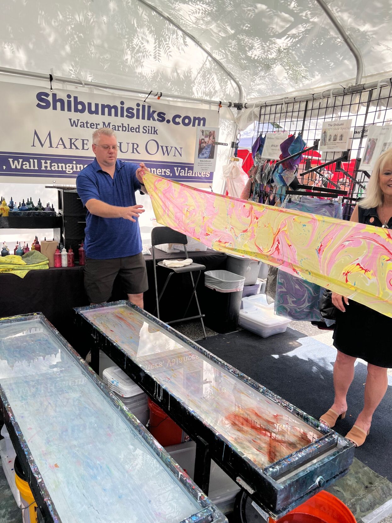 Shibumi Silks show off their marbling skills. (Photo | Candace Jordan)
