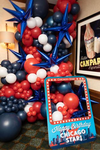 Festive decor at Gene & Georgetti planned with G&G event organizer Jessica Brown.