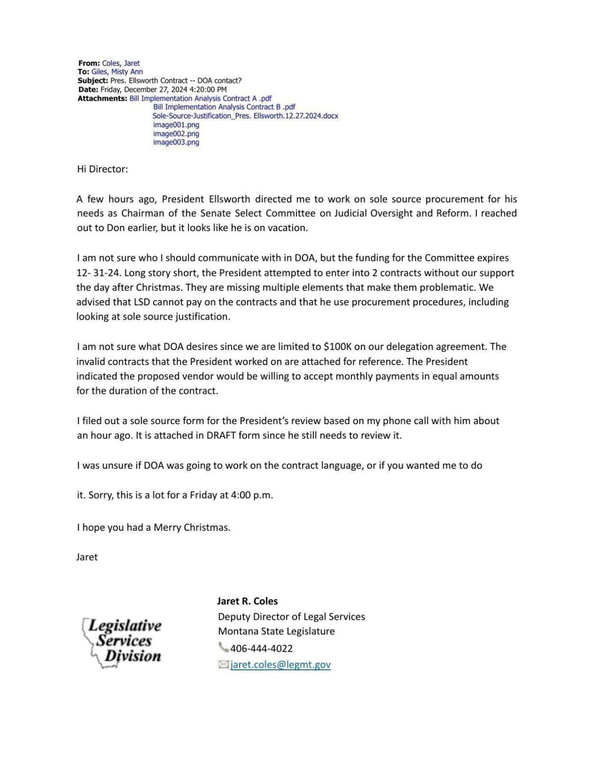 Email to Giles