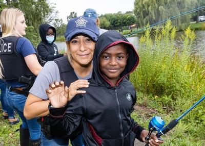 chicago Austin first responders and kids fishing event