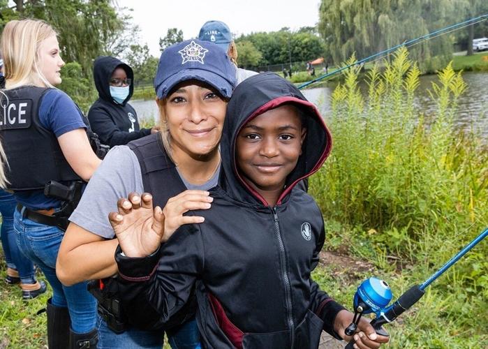 chicago Austin first responders and kids fishing event
