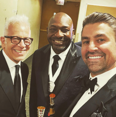 Chef Erick Williams, 2022 James Beard winner for Best Chef: Great Lakes, surrounded by past James Beard winners Donnie Madia (L) and Kevin Boehm. (Insta @kevinboehmboka)