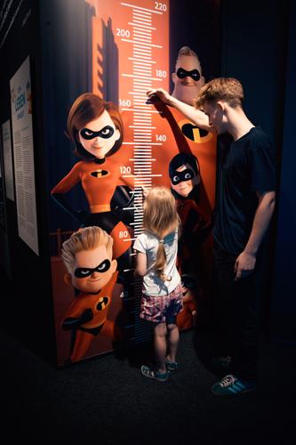Compare your height to The Incredibles (The Incredibles, 2004) in The Illusion of Life gallery at Disney100: The Exhibition. | Photo courtesy © Disney/Pixar