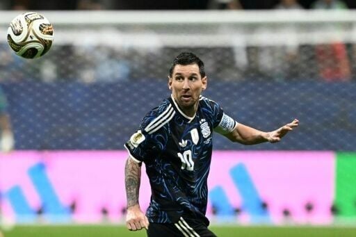 Lionel Messi eyes the ball in Argentina's World Cup semi-final win against England