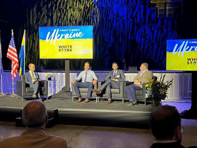Panel discussion on war in Ukraine held at the Salt Shed May 30.