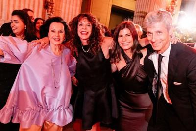 Penelope Steiner, longtime Chicago philanthropist (L), made a transformational donation of $25M to the Lyric Opera. Shown here with family Nicole Steiner, Sara Steiner and Robert Steiner. (Photo by Kyle Flubacker)