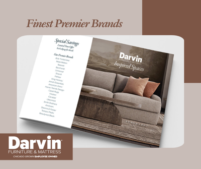 Darvin Furniture & Mattress is celebrating over a century of excellence with the launch of their Inspired Spaces Catalog Sale, running now through September 22.