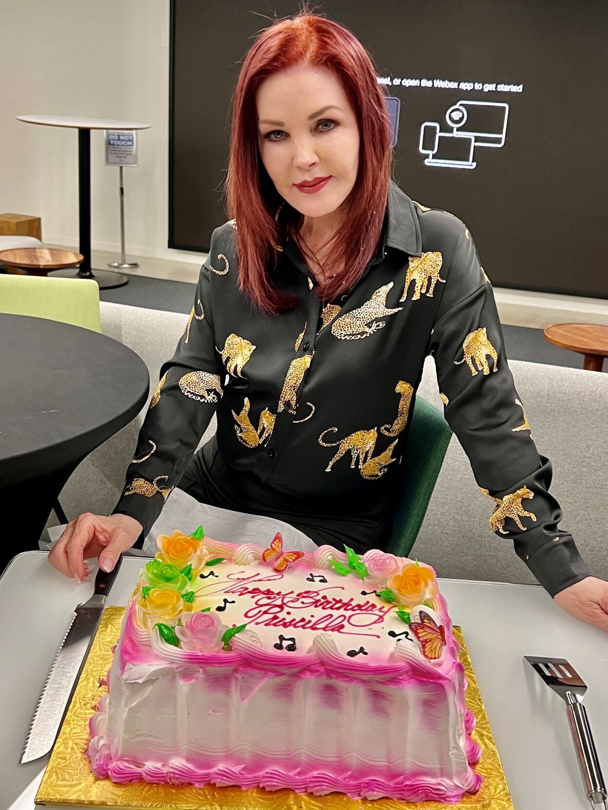 Priscilla Presley enjoyed a surprise birthday party at Conagra during her visit thanks to Jon Harris.