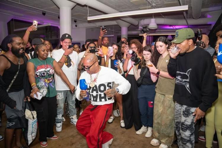 Party guests get down as Chance the Rapper looks on (photo @meilingjinxo)